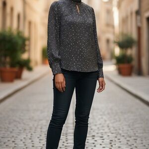 Elegant Olive Polka Dot Women's Top